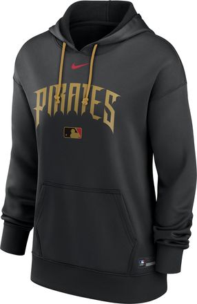 Nike Womens Pittsburgh Pirates Authentic Collection City Connect Nike Therma MLB Pullover Hoodie in Black | 22MN0HU5PTB-YQN