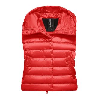 Bomboogie Vests, female, Red, Size: L Shiny Nylon Padded Vest with Hood