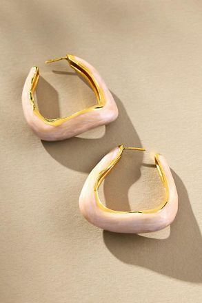 Joanna Laura Constantine Pearl Enamel Large Wave Hoop Earrings