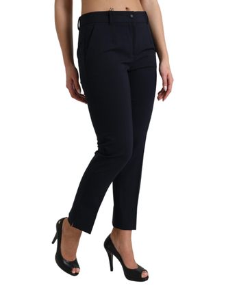 Dolce & Gabbana Mid-Waist Tapered Cropped Trousers - Black
