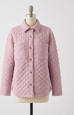 Faherty Epic Quilted Fleece Shirt Jacket In Orchid Heather