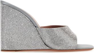 Amina Muaddi Lupita Wedge - Dames - Sleehakken - Grijs - 36 EU - Leer - Schoenen
