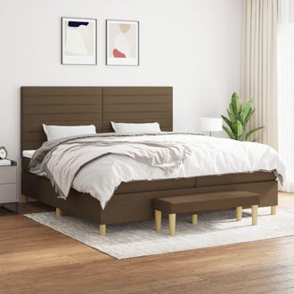vidaXL Vidaxl - Cama Box Spring Con Colch&oacute;n Tela Marr&oacute;n Oscuro 200x200 Cm