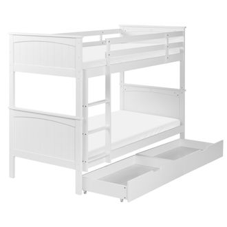 Beliani Litera De Madera Blanca Con Escalera Y Cajones 90 X 200 Cm Dise&ntilde;o Escandinavo Albon
