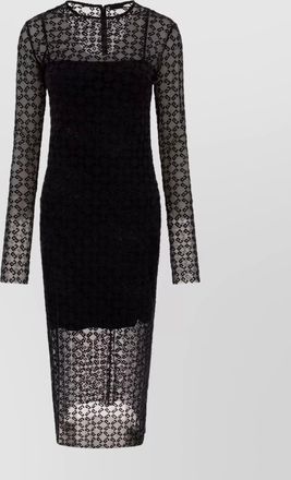 Givenchy monogram flocked tulle long-sleeve midi dress