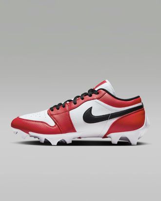 Nike Jordan 1 Low TD FJ6245-106 Boots Mens White Red Athletic Football Cleats FD565
