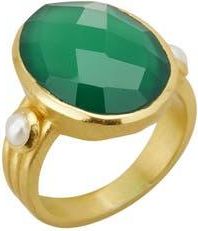 Murkani Green Onyx & Pearl Ring 7 in Yellow Gold at Nordstrom