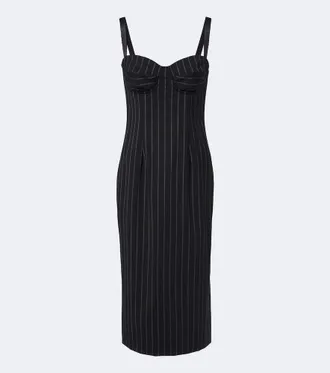 Dolce & Gabbana Abito bustier in misto lana e seta a righe
