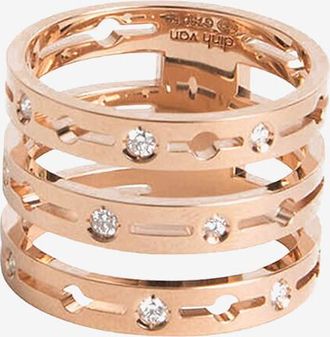 Dinh Van Ring aus Roségold und Diamanten Pulse 3 Rangs