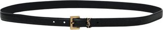 Saint Laurent Klassieke Leren Riem Gesp - Heren - Riemen - Zwart - 85 CM - Accessoires