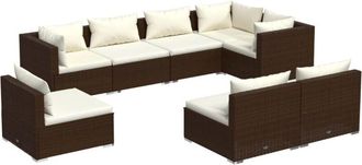 vidaXL 8 Pcs Garden Lounge Set Con Coj&iacute;n Mimbre Pe Brown