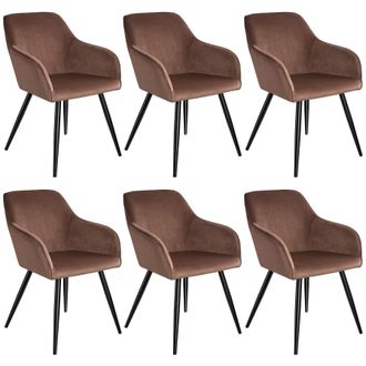 TecTake Dining Chair Marilyn Set Of 6 - Brown/Black in Brown | Size: 6 Pack