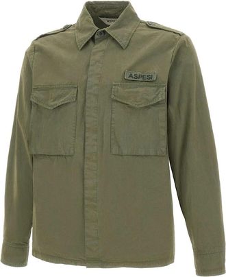 Aspesi Field Shirt - Heren - Casual Overhemden - Groen - L - Katoen - Overhemden