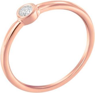 House of Brilliance 14K Rose Gold Plated Silver Miracle Set Diamond Accent Ring in Rose Gold Over Silver at Nordstrom, Size 6