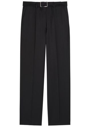 Sportmax Belted Straight-leg Wool-blend Trousers - Black - 14 (UK14 / L)