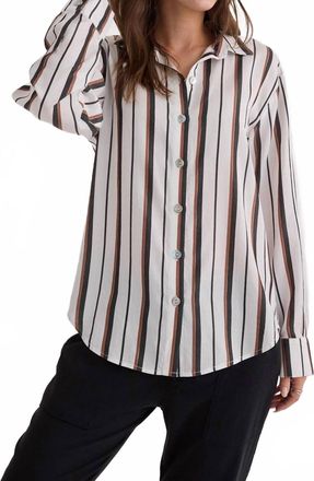 Bella Dahl Boyfriend Button Down Shirt In Autumn Lurex Stripe