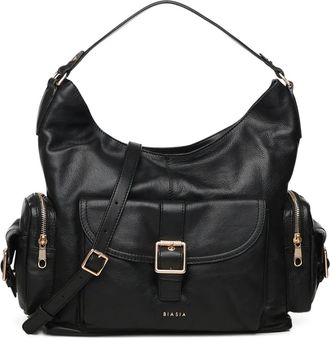 Francesco Biasia buckle front-pocket shoulder bag - Zwart