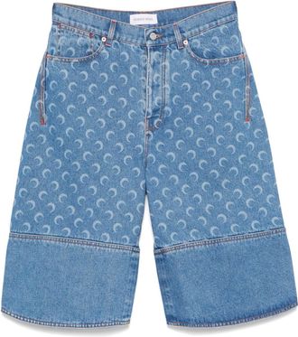 Marine Serre Shorts met Moonogram-patroon - Blauw