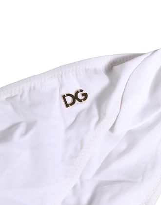 Dolce & Gabbana Womens White Nylon Dg Logo Plaque Bikini Bottom Swimwear Elastane Clothing