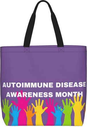 Generic Women Handbag Autoimmune Disease Awareness Ladies Shopping Shoulder Bag Print Folding Ladies Purse, For Birthday, Christmas, Gym, Swim, Daily
