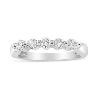 House of Brilliance 14K White Gold 1/2 Cttw Round-Cut 5-Stone Diamond Ring at Nordstrom, Size 7