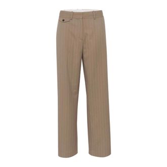 Karen by Simonsen Pinstripe Straight-Leg Broek Walnoot - Dames - Straight fit broeken - Bruin - 2XL - Broeken