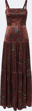Agua Bendita Lima printed satin maxi dress