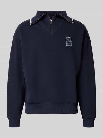 Lacoste Loose Fit Troyer aus Baumwoll-Mix Model Tennisc in Marine, Gr&ouml;&szlig;e XXXL