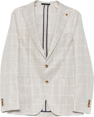 Sartoria Latorre Geruite blazer met enkele rij knopen - Beige