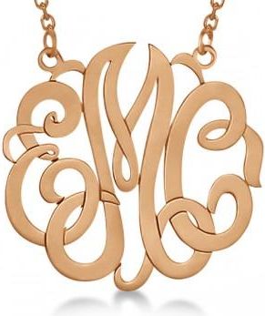 Allurez Personalized Monogram Pendant Necklace in 14k Rose Gold