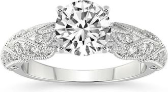 Pompeii3 2 1/2Ct Diamond Vintage Lab Grown Engagement Ring White, Yellow or Rose Gold