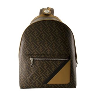 Fendi Tassen, Heren, Bruin, ONE Size, Leer, Diagonale Nagel Rugzak