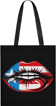 Generic Puerto Flag Lips Tote Bag for Women Men Shoulder Bags Purses Pouch Handbags