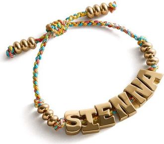 BaubleBar Oversized Waterproof Name Cord Bracelet in Gold Multi at Nordstrom