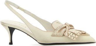 Prada Cream Leather Slingback Pumps