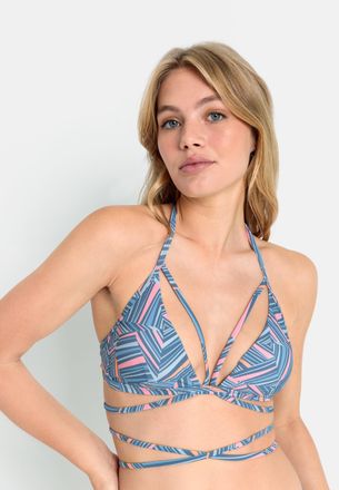 Lascana Triangel-Bikini-Top LSCN BY LASCANA Lisa, Damen, Gr. 34, Cup C/D, blau (blau bedruckt), Recycling-Polyamid, bedruckt, Bikini-Oberteile Triangel-Bikini