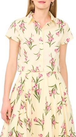 Ted Baker Cap Sleeve Button Up Shirt in Light Yellow at Nordstrom Rack, Size 10