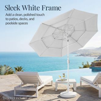 Best Choice Products 10ft 3-Tier Patio Umbrella White Pole, Outdoor Market Umbrella Steel Pole