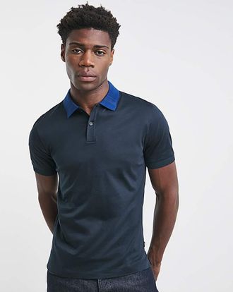 HUGO BOSS Short Sleeve Contrast Collar Polo