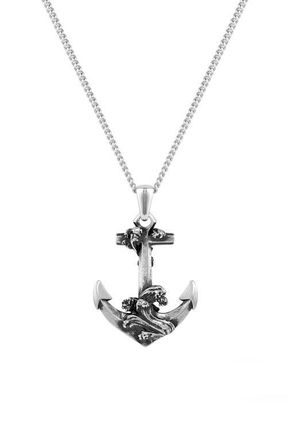 Vincero Mens Anchor Pendant Necklace in Silver at Nordstrom, Size 21