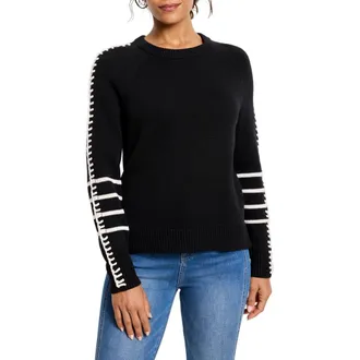 Nic+Zoe Dashing Down Whipstitch High/Low Sweater in Black Onyx at Nordstrom Rack, Size Xx-Large