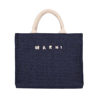 Marni Tote Bags, female, Blue, Size: ONE SIZE Blue Tote Bag with Raffia Effect