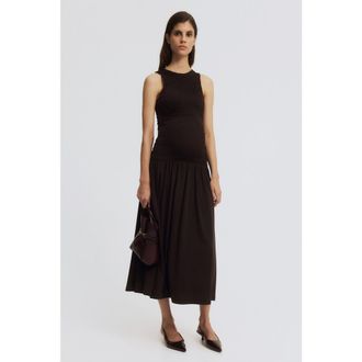 H&M Mama smocked jersey dress in Dark Brown at Nordstrom, Size Xx-Large