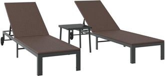 vidaXL Sunbed with Cushion 2 pcs Brown 40 x 39 x 40.5cm Poly Rattan Vidaxl