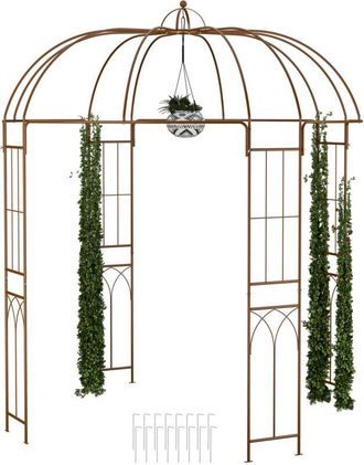 Relaxdays Relaxdays Arco per Piante Rampicanti da Giardino, Gazebo Metallo Rose, Pergola HLP 269x211x211 cm, Padiglione, Bronzo