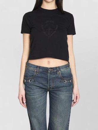 Gucci cropped crest jersey t shirt