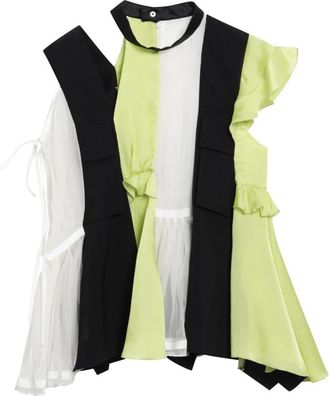 sacai Fabric Mix Pullover - Dames - Tops zonder mouwen - Veelkleurig - M - Wol - Tops