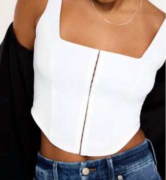 Good American Poplin Hook Corset Top In White