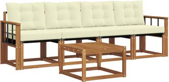 vidaXL Conjunto De Sof&aacute;s De Exterior 5 Uds. Natural Y Crema Vidaxl