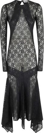 The Attico Lace Midi Dress - Dames - Casual kleedjes - Zwart - XS - Leer - Kleedjes